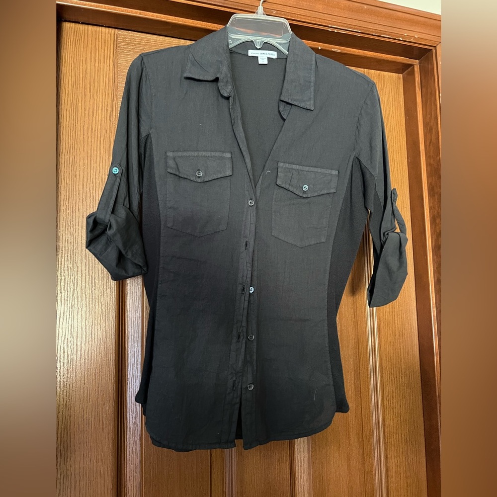 James Perse Ribbed Panel Button Front Top - image 2